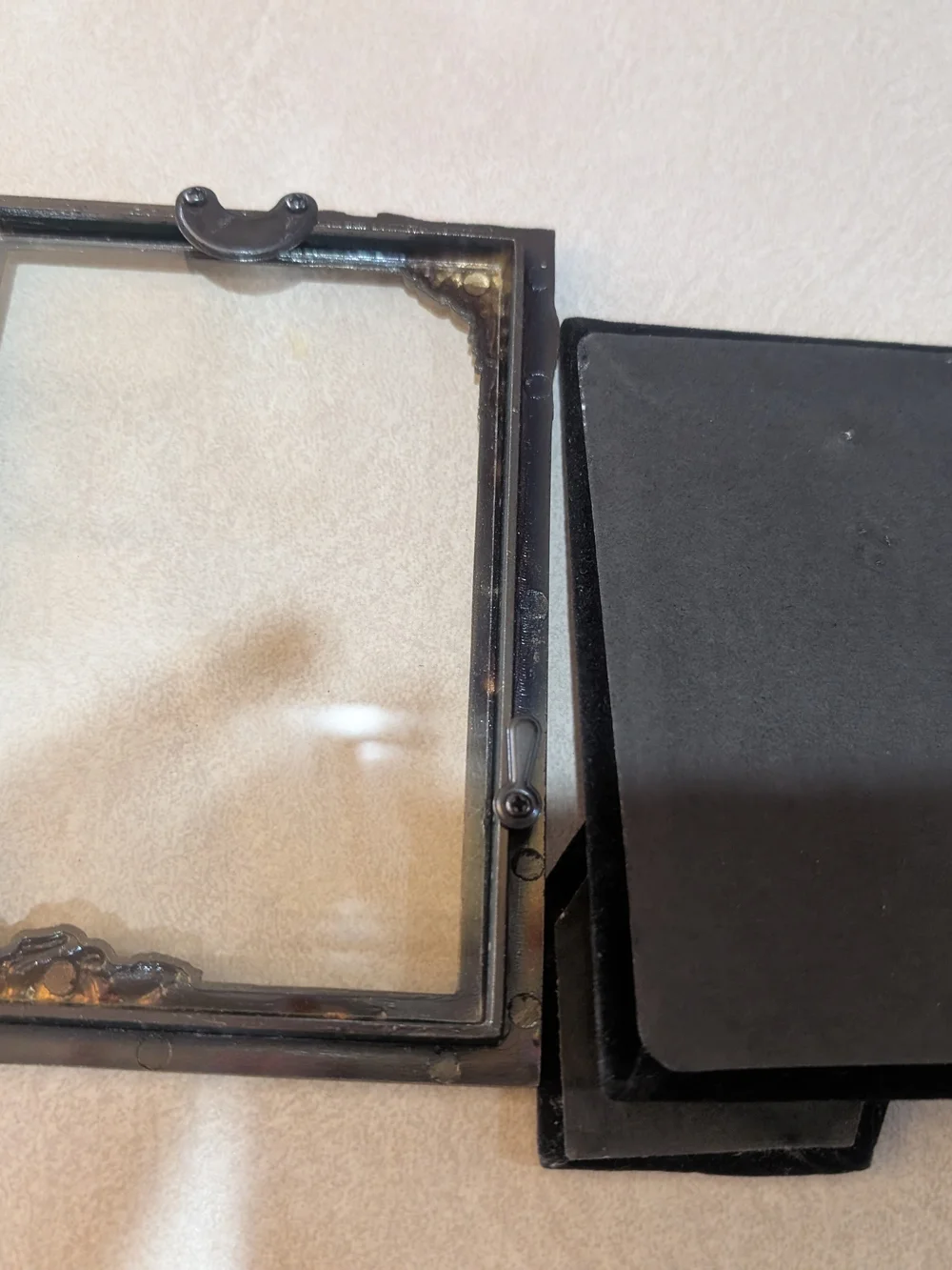 Vintage Antique Gold/Silver Tone Mini Picture Frame Set of 2 3x4.5 Velvet Back